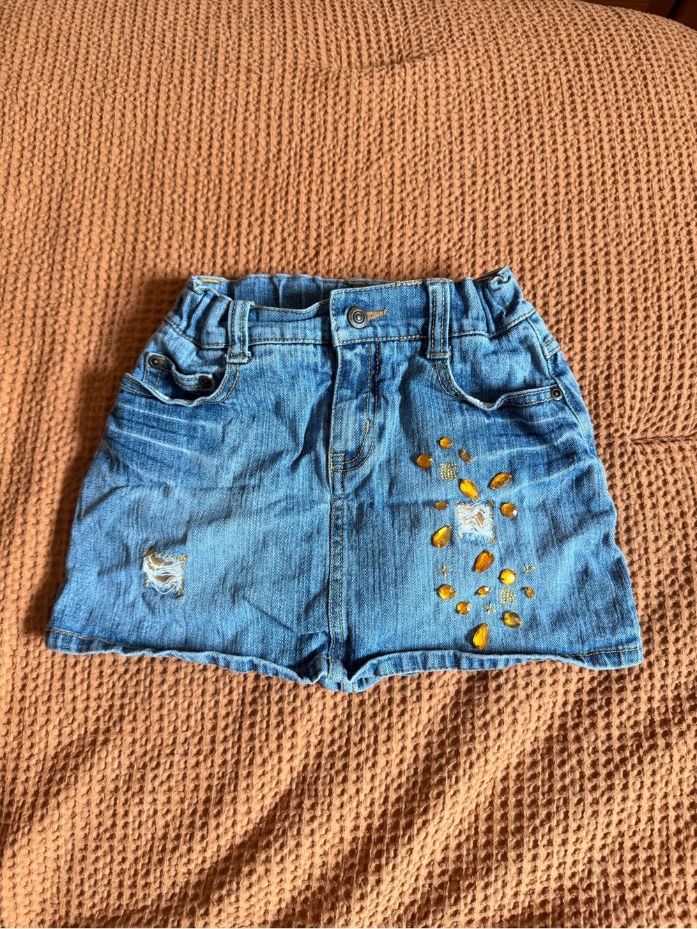 Xhilaration Blue Denim Shorts with Yellow Gem Accents